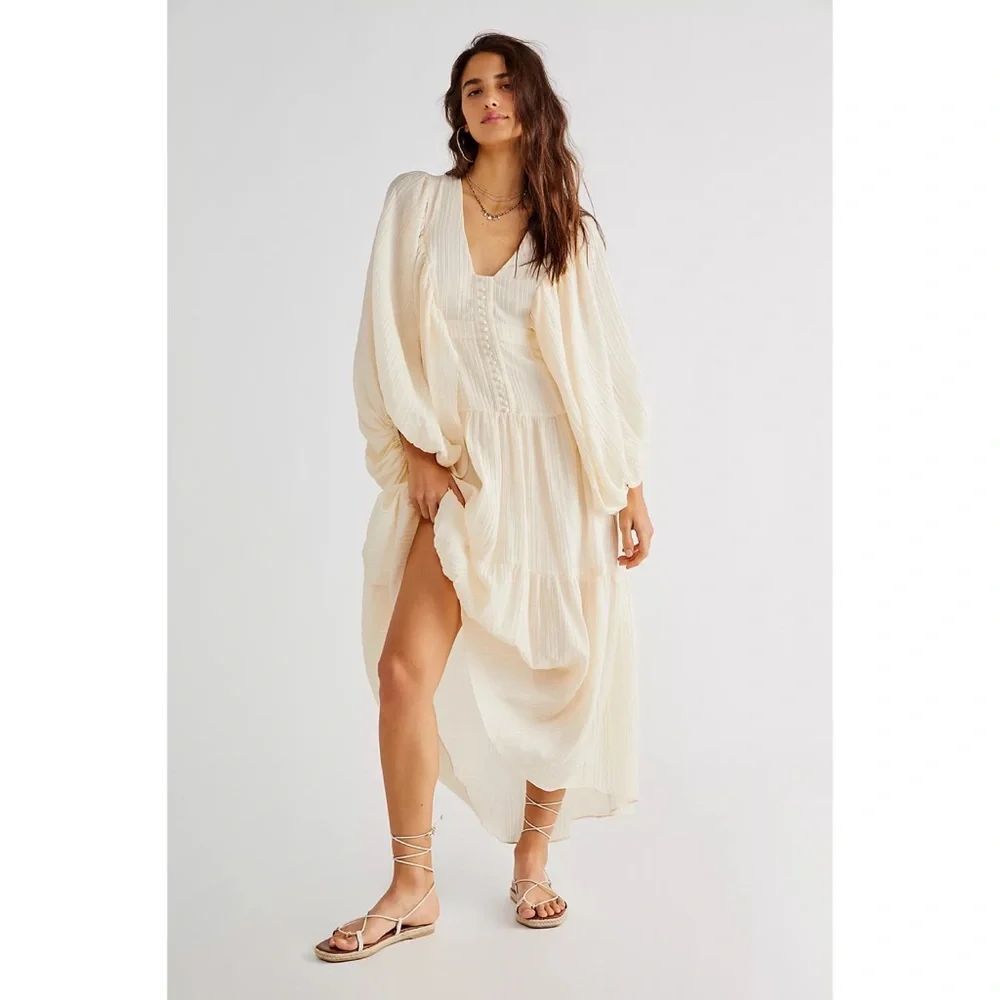 Free People Mila Plunged Tiered Midi Dress x Shona Joy